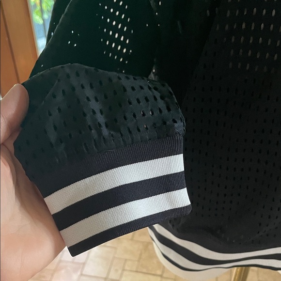 Good American Performance Black and White Mesh Bomber Jacket 4 - Picture 4 of 7